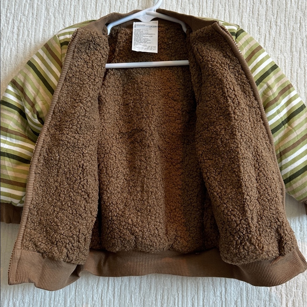 Little Boys Striped Green and Brown Reversible Jacket NWT